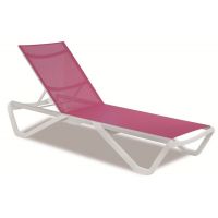 Шезлонг пляжный Wave (Вейв) белый 01 сетка темно-розовая 5336