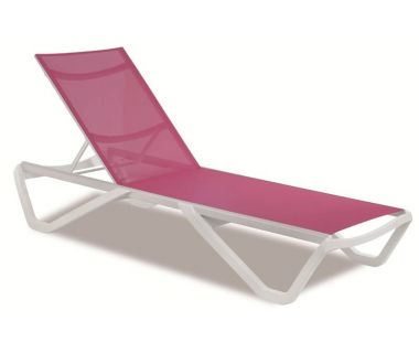 Шезлонг пляжный Wave (Вейв) белый 01 сетка темно-розовая 5336