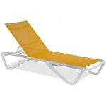 Шезлонг пляжний Wave (Вейв) білий 01, сітка помаранчева 5329
