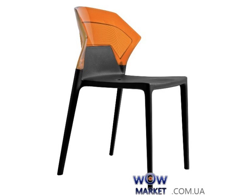 Стул Ego-S 2272 черное сидение 09 верх прозрачно-оранжевый 33 Papatya (Турция)