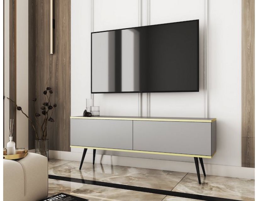 Тумба під телевізор Perfect Оро/Oro 2-дверна із чорними ніжками RTV135 Сірий (PFH-091325)