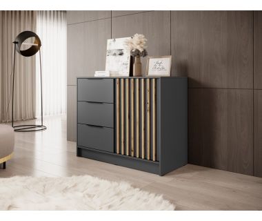 Комод Perfect Нелли / Nelly 2D 1-дверный с 3 ящиками Графит/дуб артизан (PFH-091868)