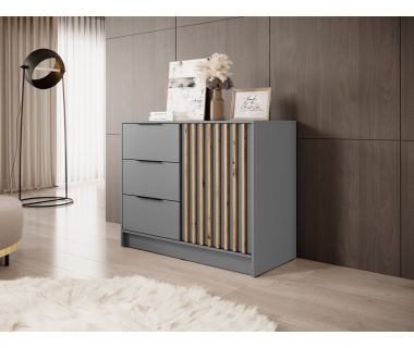 Комод Perfect Нелли / Nelly 2D 1-дверный с 3 ящиками Серый/дуб артизан (PFH-091870)