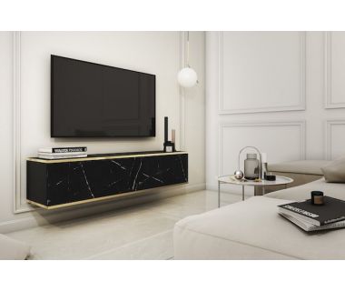 Тумба под телевизор навесная Perfect Оро/Oro 2-дверная RTV135 Черный мрамор роял (PFH-091358)