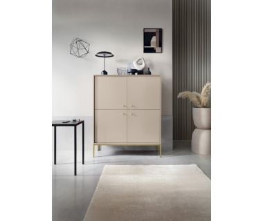 Комод високий Perfect Моно/Mono 4-дверний із золотими ніжками MK104 Біж пісочний (PFH-091203)