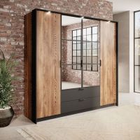 Шафа для одягу Perfect Мілтон / Milton 4-дверна з дзеркалом 4D2S/220 Каштан/антрацит (PFH-091085)