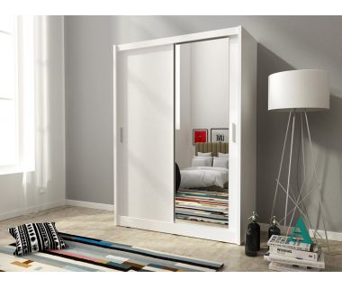 Шкаф-купе Perfect Мая / Maja 130 2-дверный с зеркалом Белый (PFH-091765)