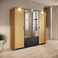 Шафа для одягу Perfect Балтик / Baltic 4D2S/220 4-дверна з дзеркалом Дуб балтик/чорний (PFH-091376)