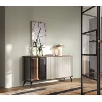 Комод с подсветкой Вичи / Vici K154 3-дверный Орех/кашемир Perfect Польша (PFH-091276)