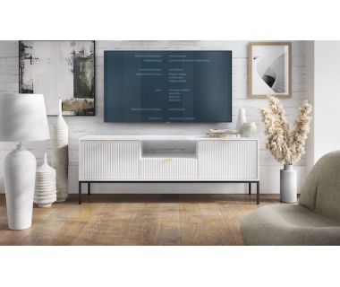 Тумба под телевизор Perfect Новая/Nova 2-дверная с 1 ящиком и черными ножками RTV154 Белый (PFH-091225)