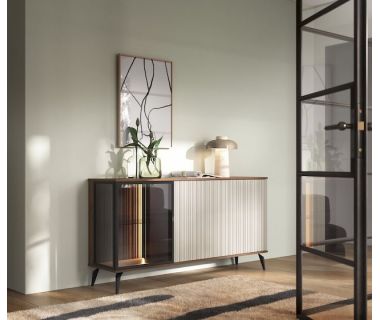 Комод з підсвічуванням Вічі / Vici K154 3-дверний Горіх/кашемір Perfect Польща (PFH-091276)