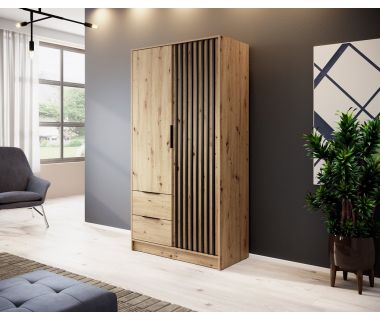 Шкаф для одежды Perfect Нелли / Nelly 2D 2-дверный Дуб артизан/черный (PFH-091847)