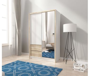 Шафа напівкупа Perfect Сара / Sara 130 3-дверна з дзеркалом Білий/дуб сонома (PFH-091739)