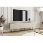 Тумба під телевізор Perfect Оро/Oro 3-дверна із золотими ніжками RTV175 MDF Бежевий (PFH-091347)