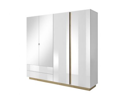 Шкаф для одежды Perfect Арко / Arco 4-дверный с зеркалом 4D2S/220 Белый глянец/дуб грандсон (PFH-091041)