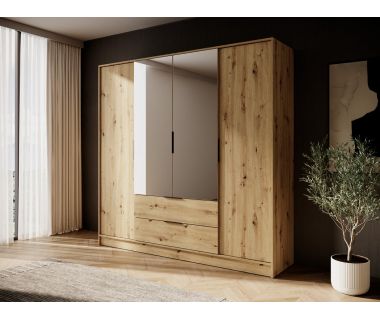 Шафа для одягу Perfect Келлі / Kelly 4DL 4-дверна з дзеркалом Дуб артизан (PFH-091885)