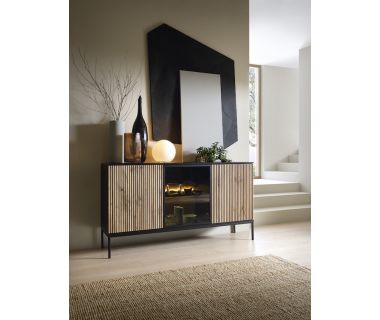 Комод з підсвічуванням Perfect Сенто / Sento K154 3-дверний Чорний/дуб вотан (PFH-091488)