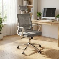 Кресло компьютерное с подлокотниками и подголовником Perfect OC - 8330w Cірий (PFH - 092059)