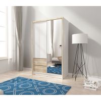 Шафа напівкупа Perfect Сара / Sara 130 3-дверна з дзеркалом Білий/дуб сонома (PFH-091739)