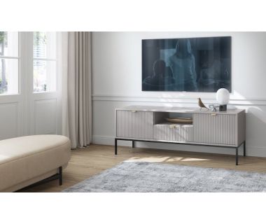 Тумба под телевизор Perfect Новая/Nova 2-дверная с 1 ящиком и черными ножками RTV154 Серый (PFH-091227)