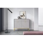 Комод Perfect Новая/Nova 2-дверный с 2 ящиками и золотыми ножками KSZ104 Серый (PFH-091220)