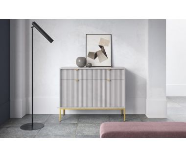 Комод Perfect Новая/Nova 2-дверный с 2 ящиками и золотыми ножками KSZ104 Серый (PFH-091220)