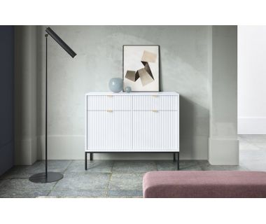 Комод Perfect Новая/Nova 2-дверный с 2 ящиками и черными ножками KSZ104 Белый (PFH-091216)