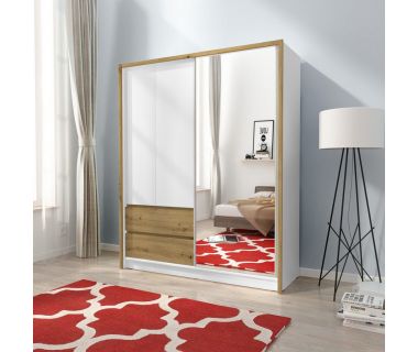 Шафа напівкупе Perfect Сара/Sara 150 3-дверна з дзеркалом Білий/дуб артизан (PFH-091741)