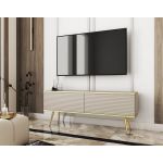 Тумба під телевізор Perfect Оро/Oro 2-дверна із золотими ніжками RTV135 MDF Бежевий (PFH-091331)