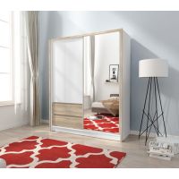 Шафа напівкупе Perfect Сара/Sara 150 3-дверна з дзеркалом Білий/дуб сонома (PFH-091742)