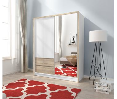 Шафа напівкупе Perfect Сара/Sara 150 3-дверна з дзеркалом Білий/дуб сонома (PFH-091742)