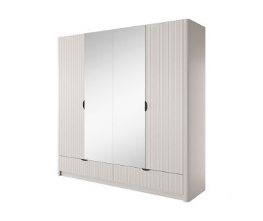 Шафа для одягу Perfect Ланте/Lante 4-дверна з дзеркалом і чорними ручками 4D2S/213 Беж (PFH-091187)