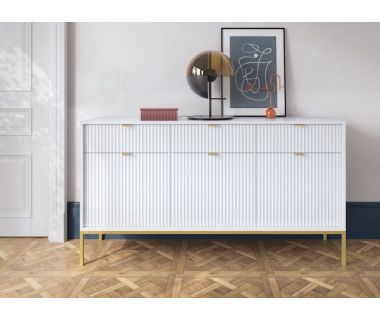 Комод Perfect Новая/Nova 3-дверный с 3 ящиками и золотыми ножками KSZ154 Белый (PFH-091241)