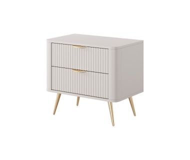 Тумба прикроватная Perfect Ланте/Lante с 2 ящиками и золотыми ножками 2S Беж (PFH-091123)