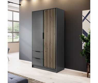 Шафа для одягу Perfect Неллі / Nelly 2D 2-дверна Графіт/дуб артизан (PFH-091849)