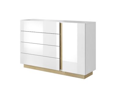 Комод Perfect Арко / Arco 1-дверный с 4 ящиками 1D4S/138 Белый глянец/дуб грандсон (PFH-091044)
