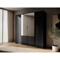 Шафа для одягу Perfect Келлі / Kelly 4DL 4-дверна з дзеркалом Чорна (PFH-091887)