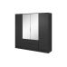 Шафа для одягу Perfect Келлі / Kelly 4DL 4-дверна з дзеркалом Чорна (PFH-091887)