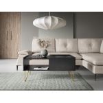 Стол журнальный Perfect Гармони / Harmony с 2 ящиками и золотыми ножками L97 Черный/черный мрамор роял (PFH-091200)