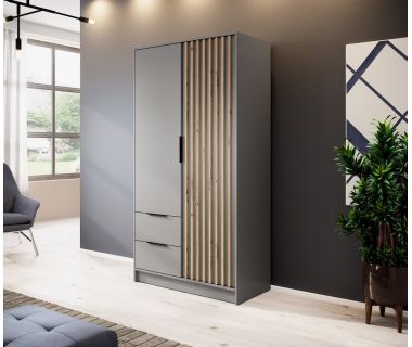 Шкаф для одежды Perfect Нелли / Nelly 2D 2-дверный Серый/дуб артизан (PFH-091851)