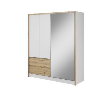 Шафа напівкупе Perfect Сара / Sara 180 3-дверна з дзеркалом Білий/дуб артизан (PFH-091744)