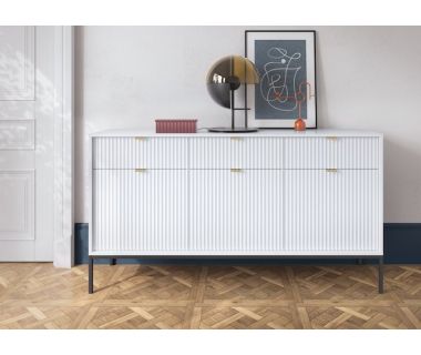 Комод Perfect Новий/Nova 3-дверний з 3 ящиками та чорними ніжками KSZ154 Білий (PFH-091240)