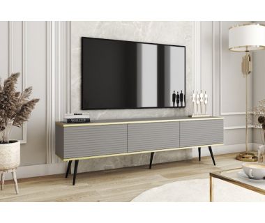 Тумба под телевизор Perfect Оро/Oro 3-дверная с черными ножками RTV175 MDF Серый (PFH-091344)