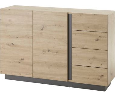 Комод Perfect Арко/Arco 2-дверний з 4 ящиками 2D4S/138 Дуб артизан/графіт (PFH-091063)