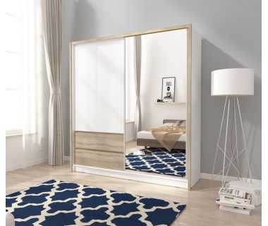 Шафа напівкупе Perfect Сара/Sara 200 3-дверна з дзеркалом Білий/дуб сонома (PFH-091748)