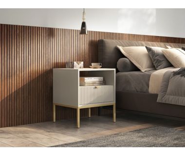 Тумба прикроватная Perfect Новая/Nova с 1 ящиком и золотыми ножками S54 Кашемир (PFH-091255)