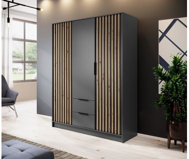 Шкаф для одежды Perfect Нелли / Nelly 3D 3-дверный Графит/дуб артизан (PFH-091853)