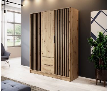 Шафа для одягу Perfect Неллі / Nelly 3D 3-дверна Дуб артизан/чорний (PFH-091854)