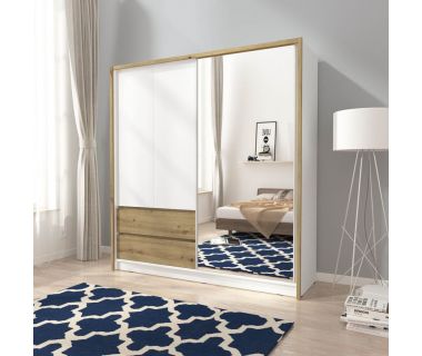 Шафа напівкупе Perfect Сара/Sara 200 3-дверна з дзеркалом Білий/дуб артизан (PFH-091747)