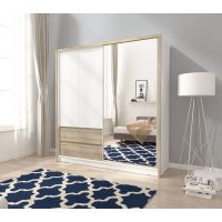 Шафа напівкупе Perfect Сара/Sara 200 3-дверна з дзеркалом Білий/дуб сонома (PFH-091748)